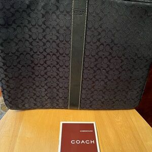 Coach Signature Black Briefcase/zip case travel laptop sleeve electronic bag